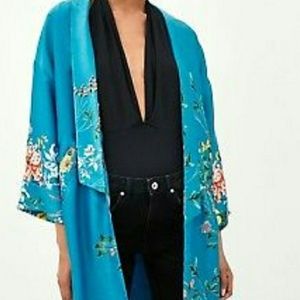 Zara satin embroidered kimono